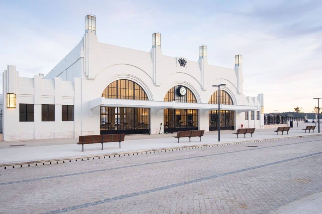 Imposing facade, in white, of the South and Southeast River Station