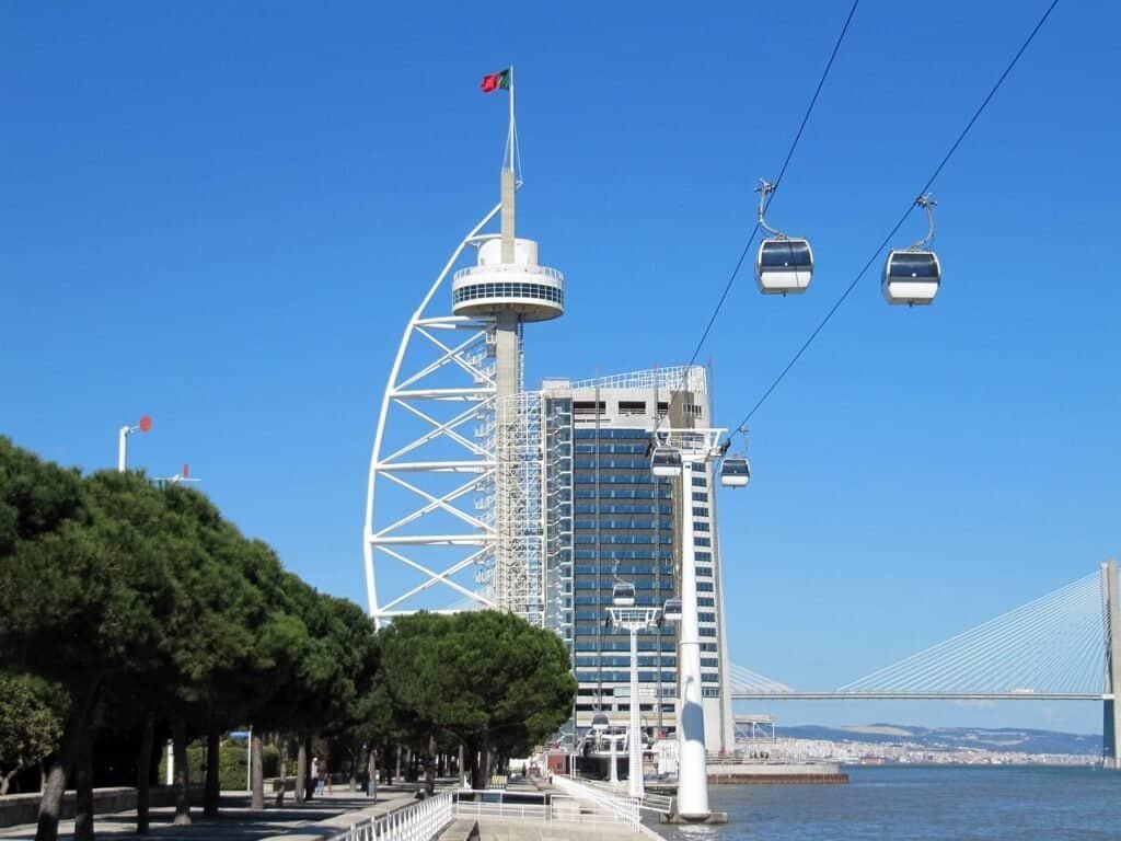 Foto en el Parque das Nações, junto al río